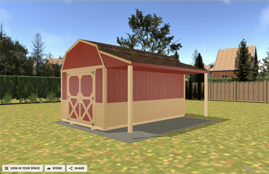 3D custom hi loft barn with lean to